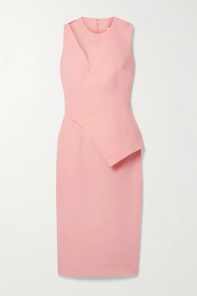 Shop Safiyaa Amanda Layered Cutout Crepe Midi Dress In Baby Pink