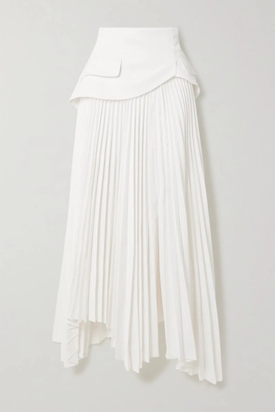 Shop A.w.a.k.e. Asymmetric Layered Pleated Twill Skirt In White