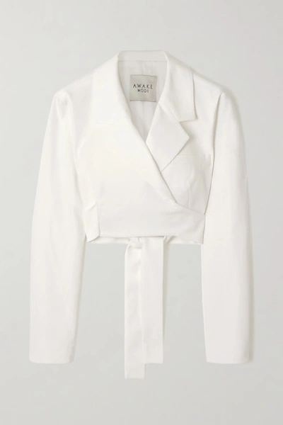 Shop A.w.a.k.e. Cropped Twill Wrap Jacket In White