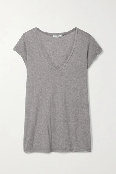 Shop James Perse Mélange Cotton-jersey T-shirt In Gray