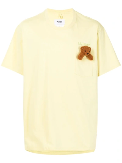 Shop Doublet Bear-appliqué Embroidered T-shirt In Yellow