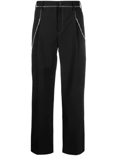 Shop Doublet Wip-stitch Cropped Trousers In Black