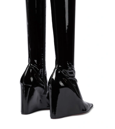 Shop Amina Muaddi Danielle Latex Over-the-knee Boots In Black