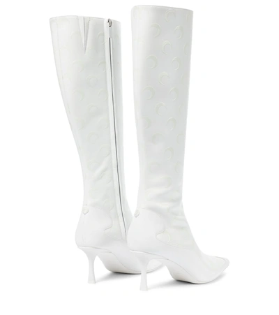 Shop Jimmy Choo X Marine Serre Leather Knee-high Boots In White