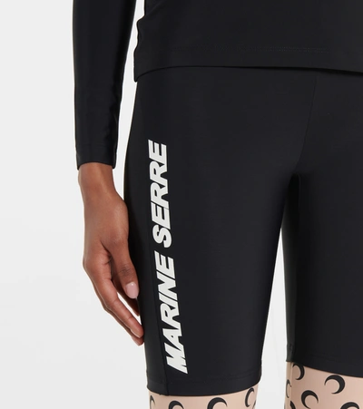 Shop Marine Serre Printed Stretch-jersey Leggings In Beige