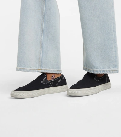 Shop Acne Studios Canvas Slip-on Sneakers In Black
