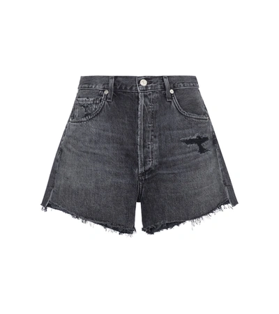 Citizen Of Humanity + Net Sustain Marlow Distressed Organic Denim Shorts In Black