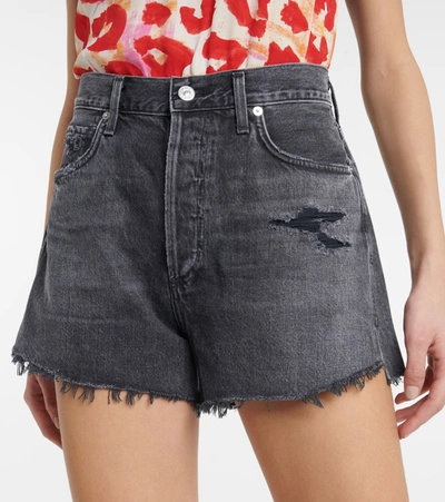 Citizen Of Humanity + Net Sustain Marlow Distressed Organic Denim Shorts In Black