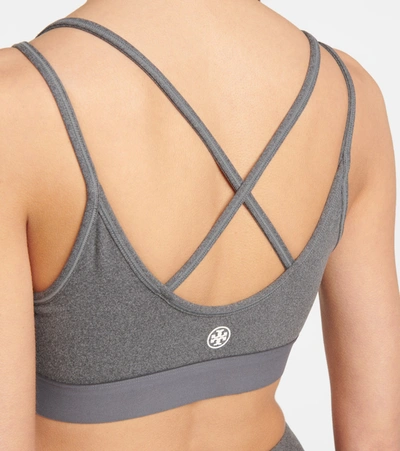 Shop Tory Sport Stretch-jersey Sports Bra In Grey