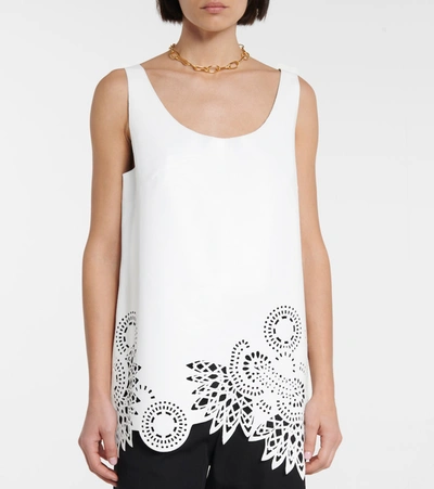 Shop Dries Van Noten Laser-cut Leather Tank Top In White