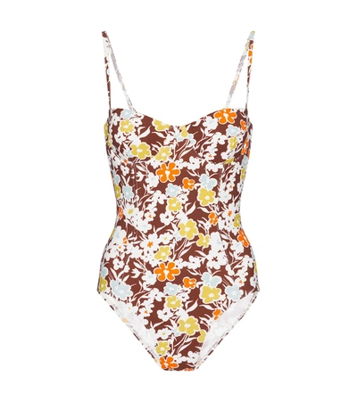 Shop Tory Burch Floral Swimsuit In Multicoloured