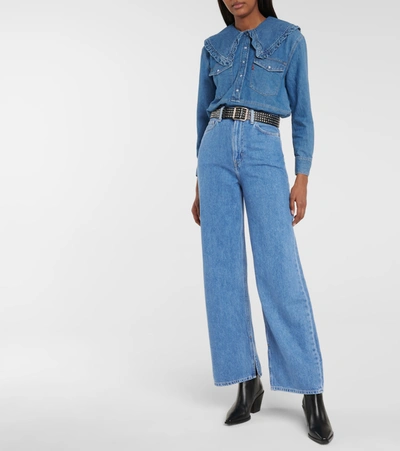Shop Ganni X Levi's® High-rise Wide-leg Jeans In Blue
