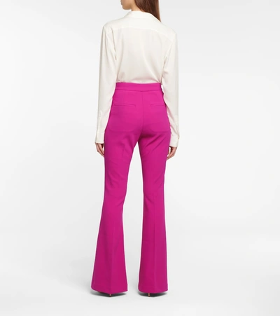 Shop Rebecca Vallance Amina High-rise Flared Crêpe Pants In Pink