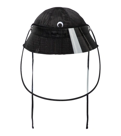 Marine Serre Moon Logo Embroidered Moiré Bell Hat In Black
