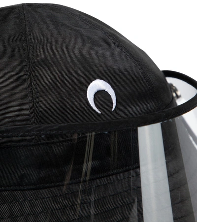 Marine Serre Moon Logo Embroidered Moiré Bell Hat In Black