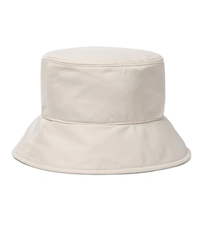 Shop Moncler Logo Gabardine Bucket Hat In Beige