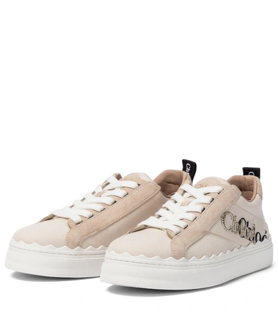 Shop Chloé Lauren Canvas Sneakers In Beige