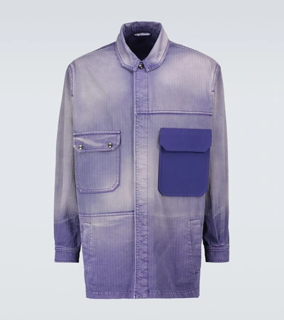 Shop Valentino Tie-dye Denim Overshirt In Purple