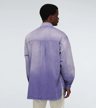 Shop Valentino Tie-dye Denim Overshirt In Purple