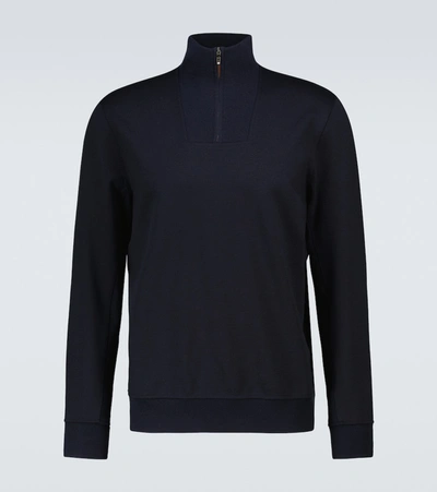 Shop Loro Piana High-neck Wool-blend Sweatshirt In Blue