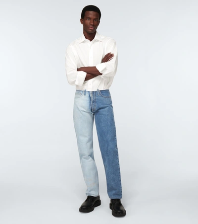 Shop Maison Margiela Two-toned Jeans In Blue