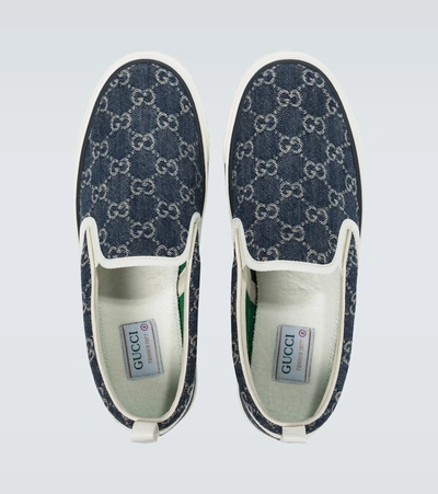 Shop Gucci Tennis 1977 Slip-on Sneakers In Blue