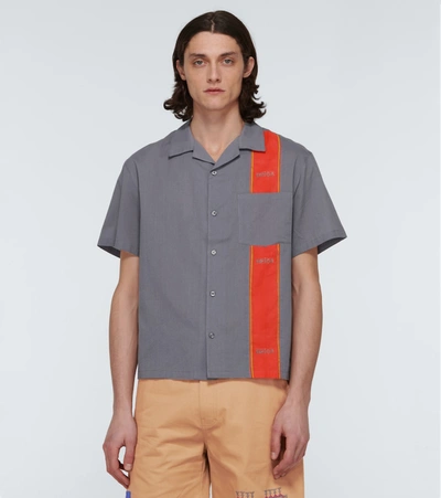 Shop Adish Woodblock Short-sleeved Shirt In Grey