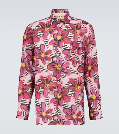 Shop Marni Printed Floral Shirt In Pink