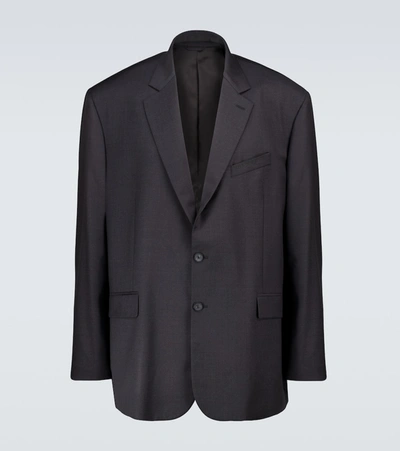 Shop Balenciaga Wool Single-breasted Blazer In Grey