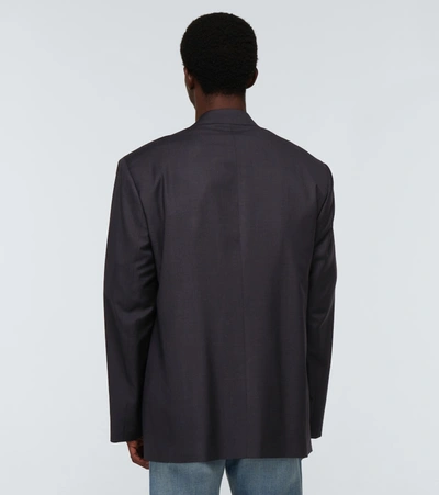 Shop Balenciaga Wool Single-breasted Blazer In Grey