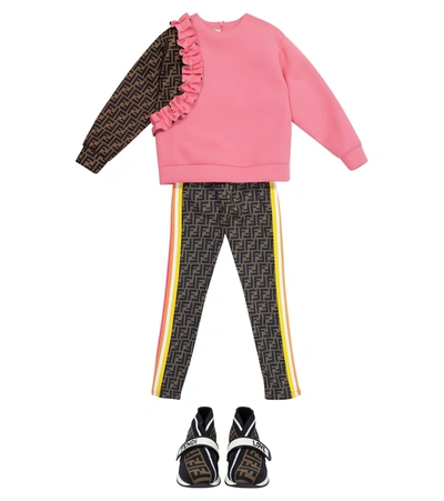 Shop Fendi Ff Ruffled Sweatshirt In Pink