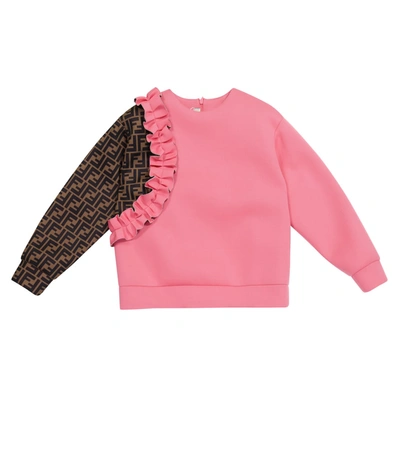 Shop Fendi Ff Ruffled Sweatshirt In Pink