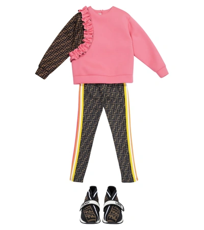 Shop Fendi Ff Ruffled Sweatshirt In Pink