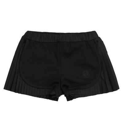Shop Moncler Pleated Jersey Shorts In Black
