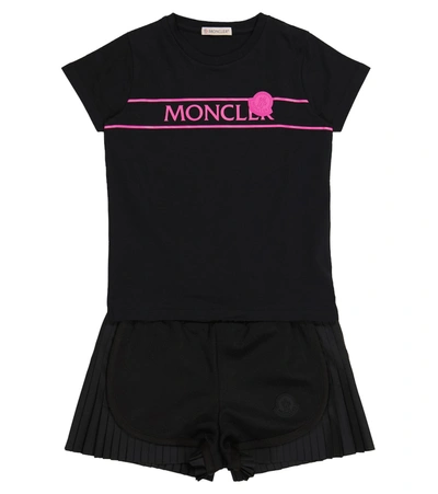 Shop Moncler Pleated Jersey Shorts In Black