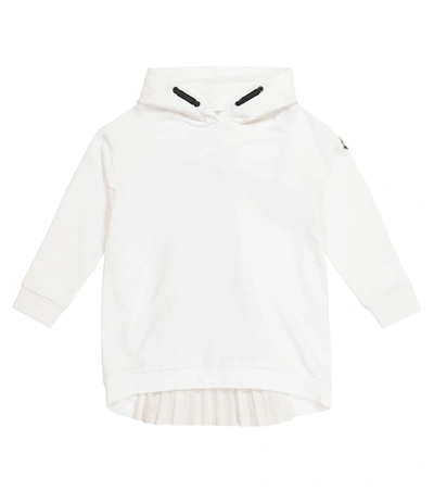 Shop Moncler Hoodie Cotton Jersey Dress In White