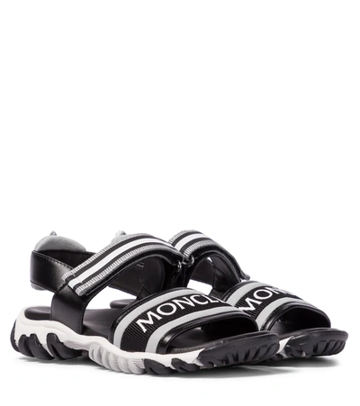 Shop Moncler Sunset Leather Sandals In Black