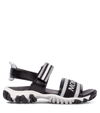 Shop Moncler Sunset Leather Sandals In Black