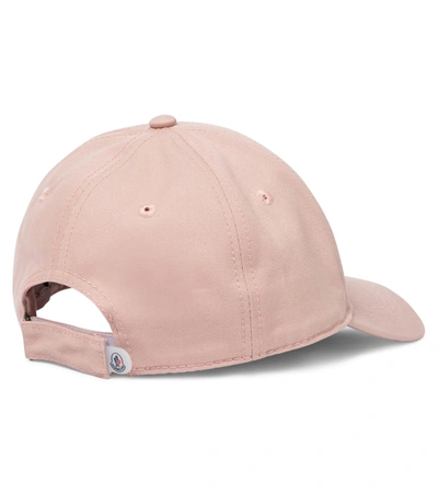 Shop Moncler Logo Cotton Cap In Pink