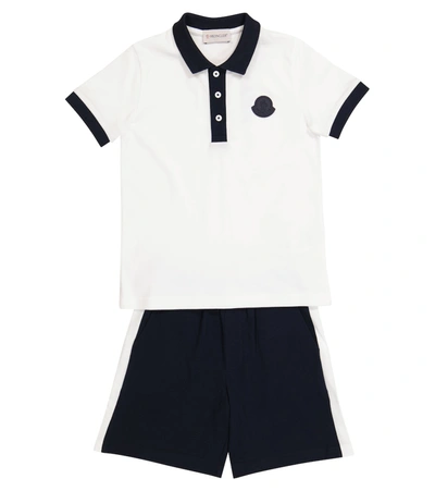 Shop Moncler Enfant Cotton Polo Shirt And Shorts Set In White