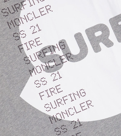 Shop Moncler Printed Cotton Jersey T-shirt In Grey