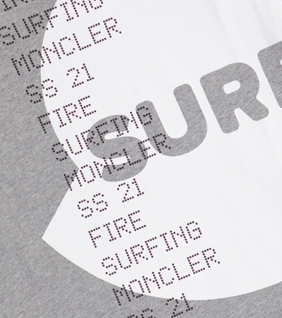 Shop Moncler Printed Cotton Jersey T-shirt In Grey