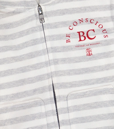 Shop Brunello Cucinelli Striped Cotton And Linen Vest In Grey