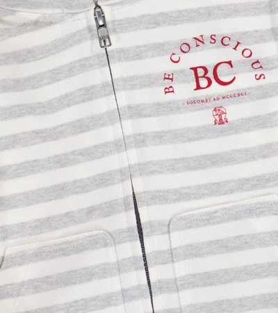 Shop Brunello Cucinelli Striped Cotton And Linen Vest In Grey