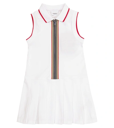 Shop Burberry Icon Stripe Cotton Piqué Dress In White