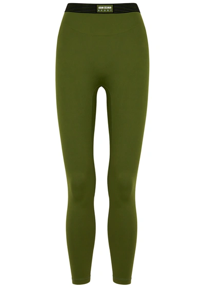 Shop Adam Selman Sport Bonded Active Army Green Leggings In Dark Green