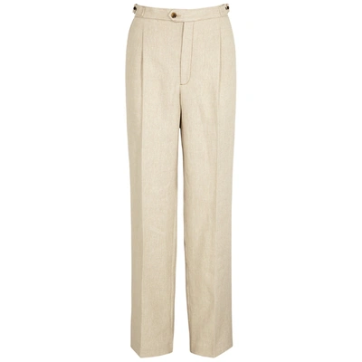 Shop Soeur Mario Cream Straight-leg Linen Trousers In Natural