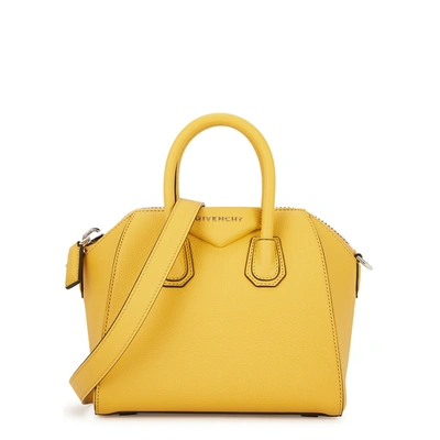 Shop Givenchy Antigona Mini Mustard Leather Top Handle Bag In Yellow