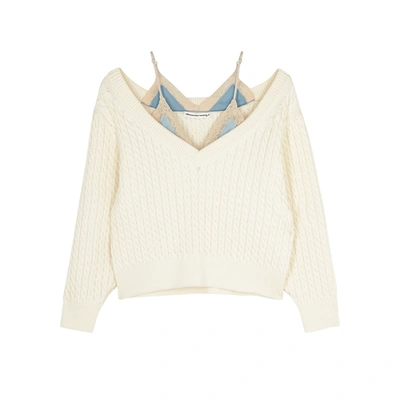 Shop Alexander Wang T Alexanderwang.t Cream Layered Cable-knit Jumper