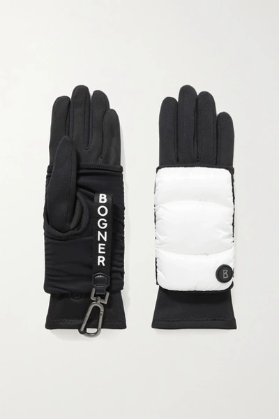 Shop Bogner Layered Padded Shell And Stretch-jersey Ski Gloves In Black